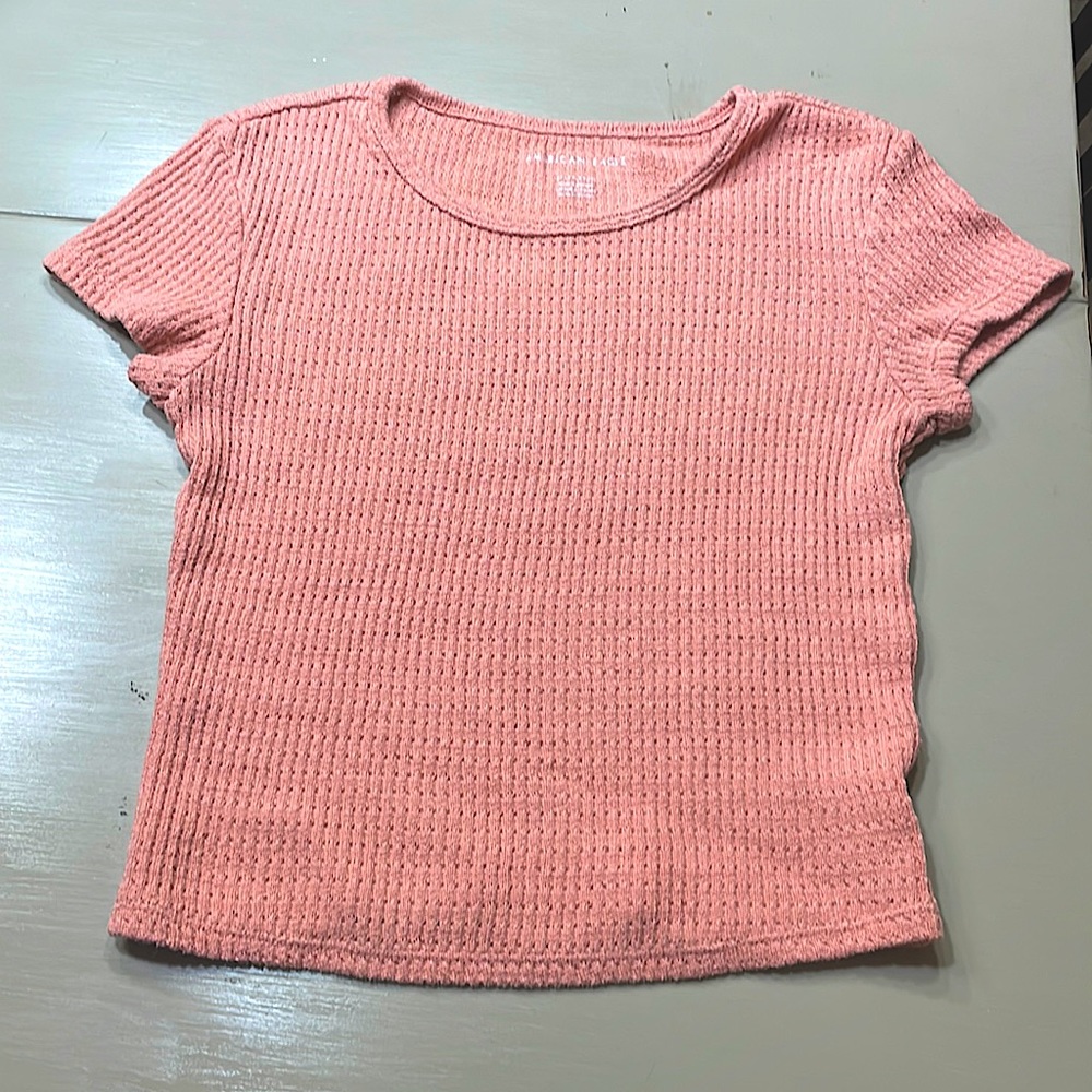 American Eagle cropped ribbed short sleeve top
